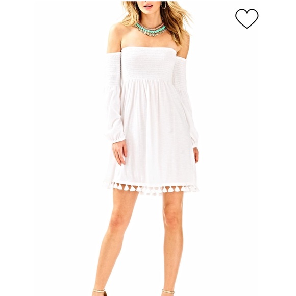 Lilly Pulitzer Dresses & Skirts - Lilly Pulitzer Trina Off-The-Shoulder WHITE BEACH DRESS SZ Medium